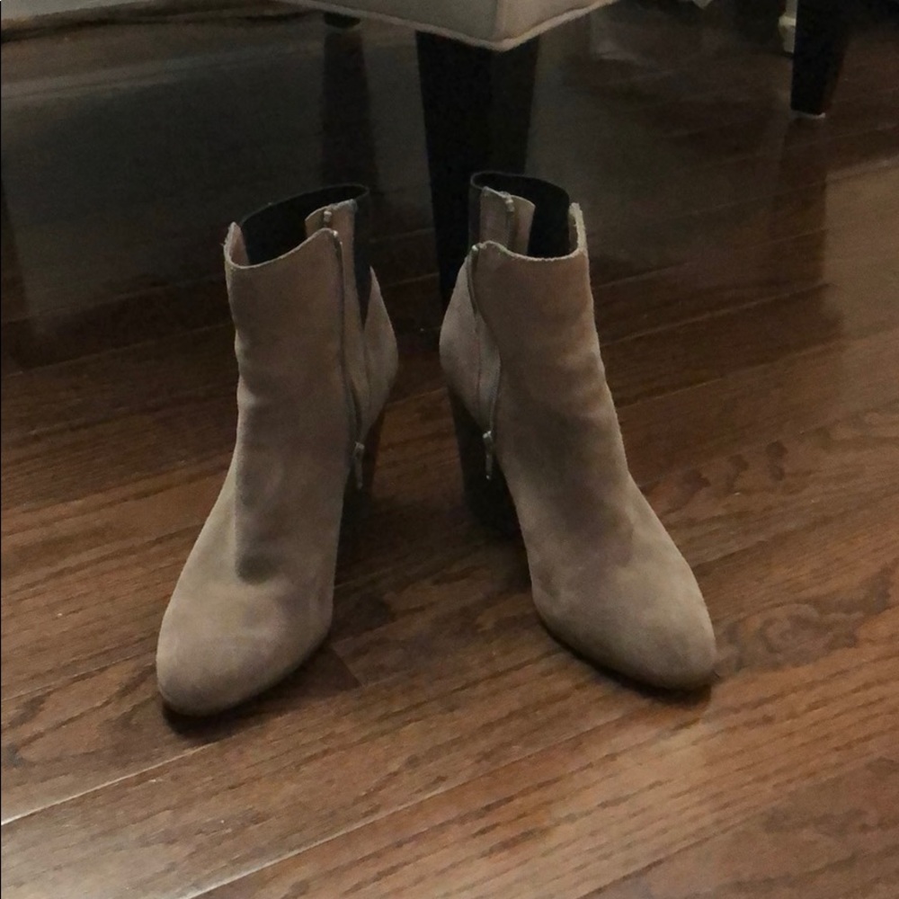 Tan suede short boots